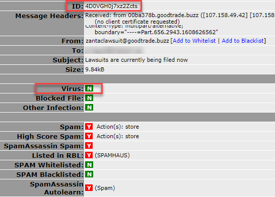 No virus on mailwatch